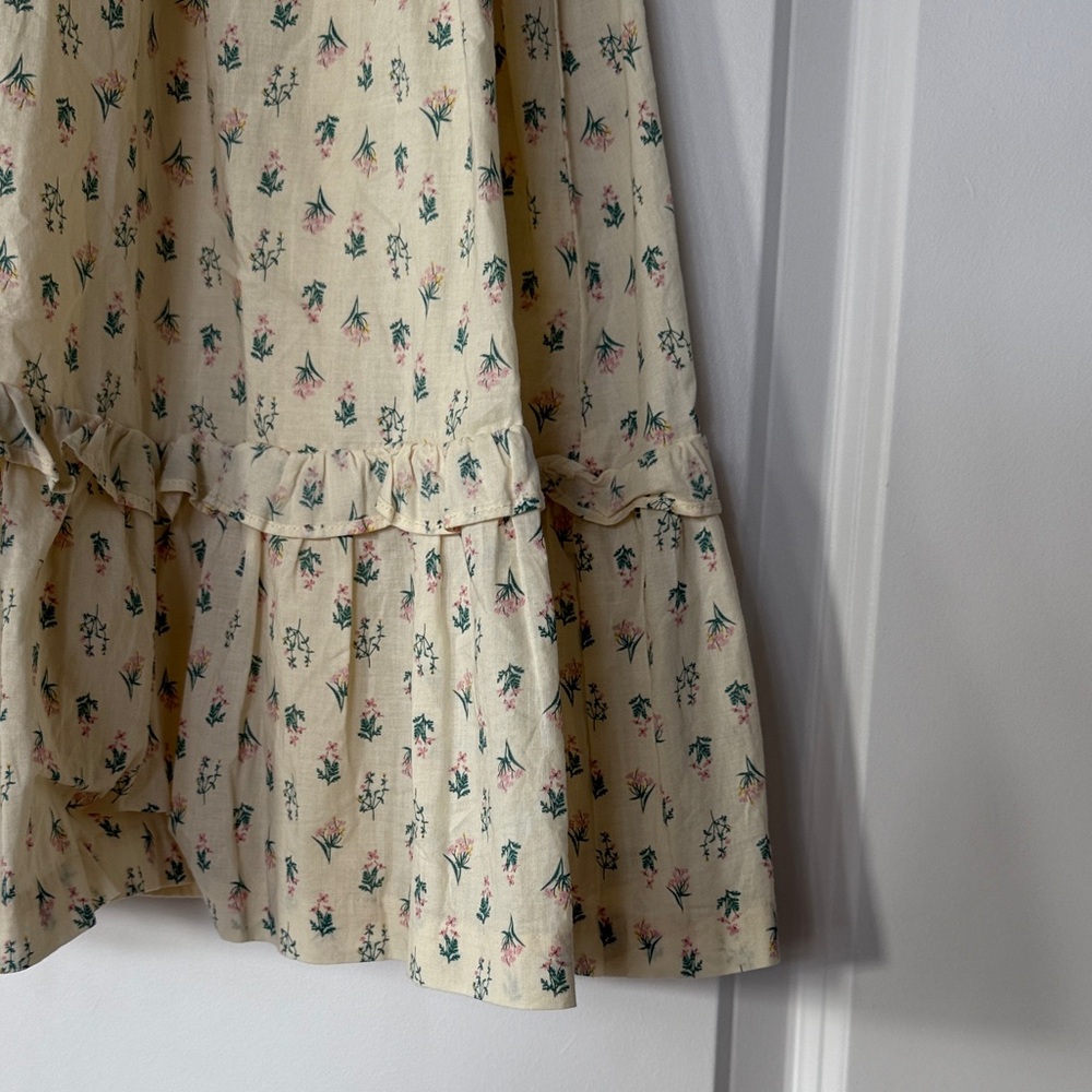 Janie and Jack Soft Yellow Dress with Green and Pink Floral Print - Picture 5 of 8